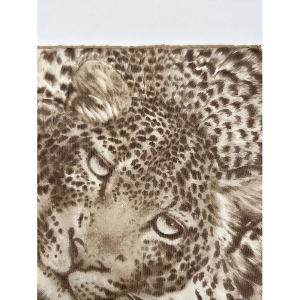 Unbranded Leopard Print Square Scarf Accessory Vintage Small Animal Neutral Silk